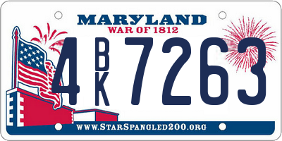 MD license plate 4BK7263