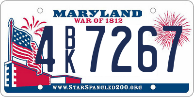 MD license plate 4BK7267