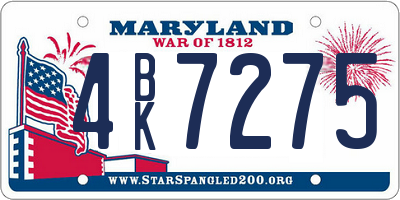 MD license plate 4BK7275
