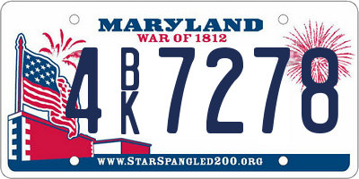 MD license plate 4BK7278