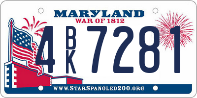 MD license plate 4BK7281