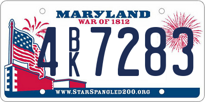 MD license plate 4BK7283