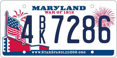 MD license plate 4BK7286