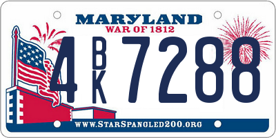 MD license plate 4BK7288
