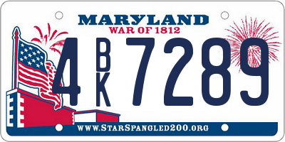 MD license plate 4BK7289
