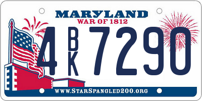 MD license plate 4BK7290