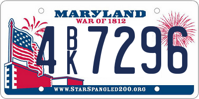 MD license plate 4BK7296
