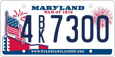 MD license plate 4BK7300