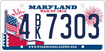 MD license plate 4BK7303
