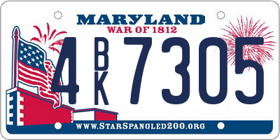 MD license plate 4BK7305