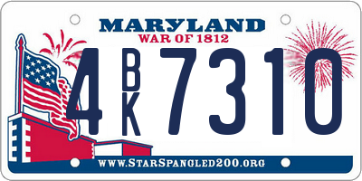 MD license plate 4BK7310