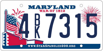 MD license plate 4BK7315