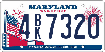 MD license plate 4BK7320