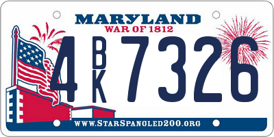 MD license plate 4BK7326
