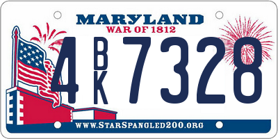 MD license plate 4BK7328