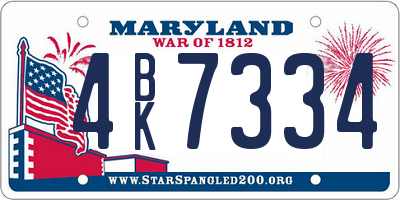 MD license plate 4BK7334