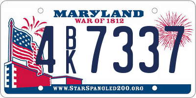 MD license plate 4BK7337