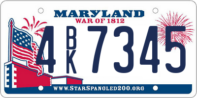 MD license plate 4BK7345