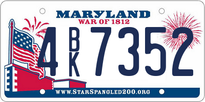 MD license plate 4BK7352