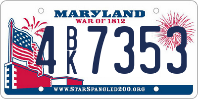 MD license plate 4BK7353