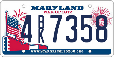 MD license plate 4BK7358