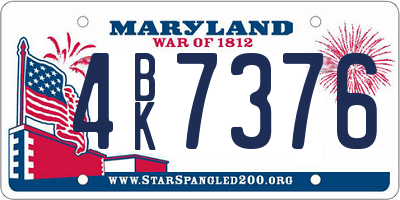 MD license plate 4BK7376