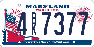 MD license plate 4BK7377
