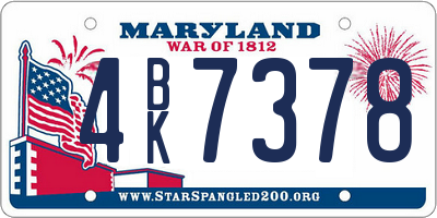 MD license plate 4BK7378