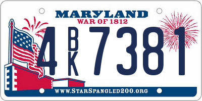 MD license plate 4BK7381