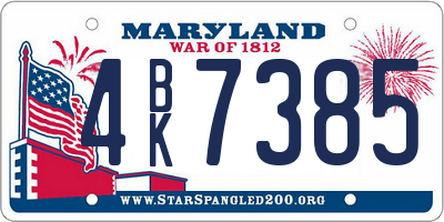 MD license plate 4BK7385