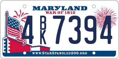 MD license plate 4BK7394
