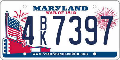 MD license plate 4BK7397