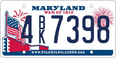 MD license plate 4BK7398