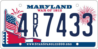 MD license plate 4BK7433