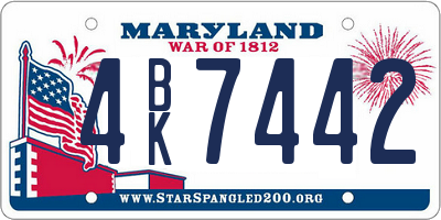 MD license plate 4BK7442