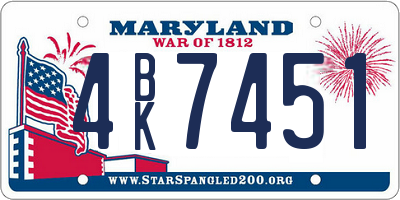 MD license plate 4BK7451