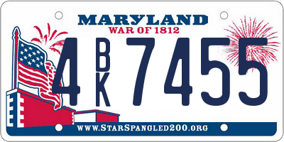 MD license plate 4BK7455