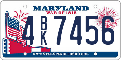 MD license plate 4BK7456