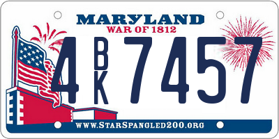 MD license plate 4BK7457