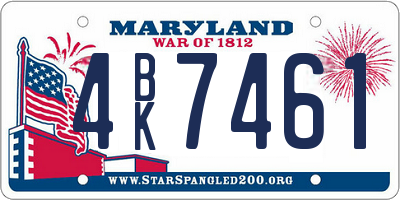 MD license plate 4BK7461