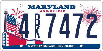MD license plate 4BK7472