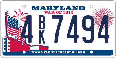 MD license plate 4BK7494