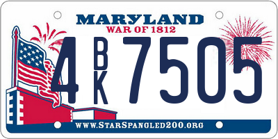 MD license plate 4BK7505