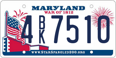 MD license plate 4BK7510