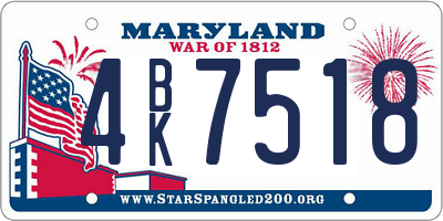 MD license plate 4BK7518