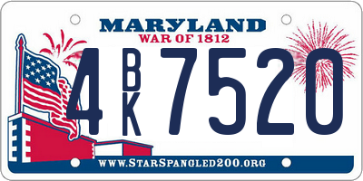 MD license plate 4BK7520