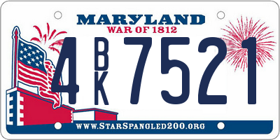 MD license plate 4BK7521