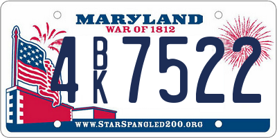 MD license plate 4BK7522