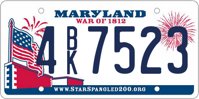 MD license plate 4BK7523
