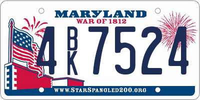 MD license plate 4BK7524